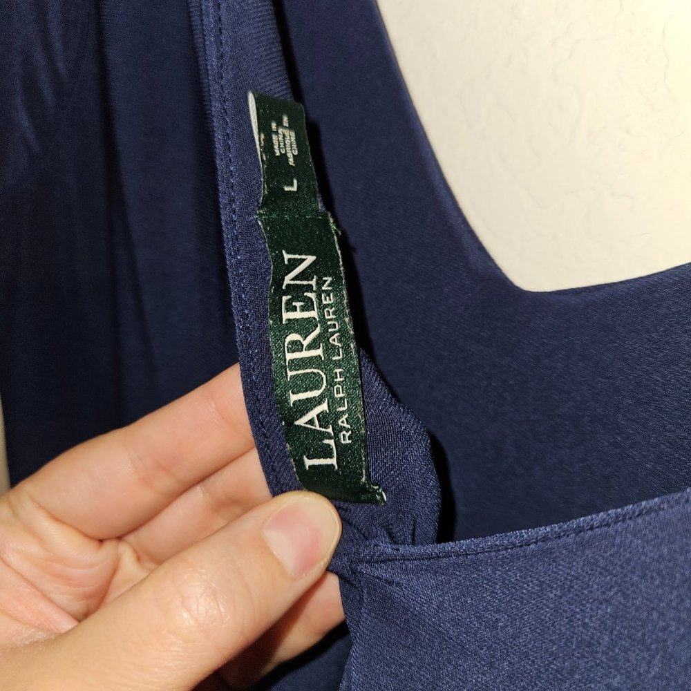 Lauren by Ralph Lauren Navy midi dress. Double lined - Picture 3 of 4